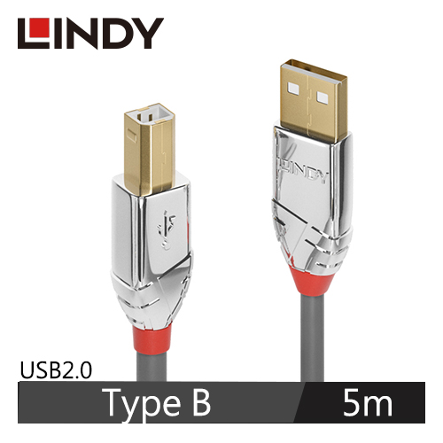 LINDY林帝 CROMO USB2.0 TYPE-A公 TO TYPE-B公 傳輸線 5M
