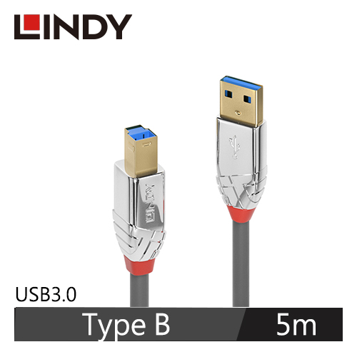 LINDY林帝 CROMO USB3.0 TYPE-A公 TO TYPE-B公 傳輸線 5M