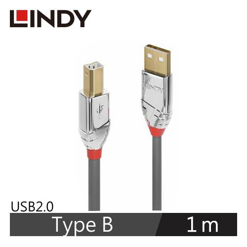LINDY林帝 CROMO USB2.0 TYPE-A公 TO TYPE-B公 傳輸線 1M