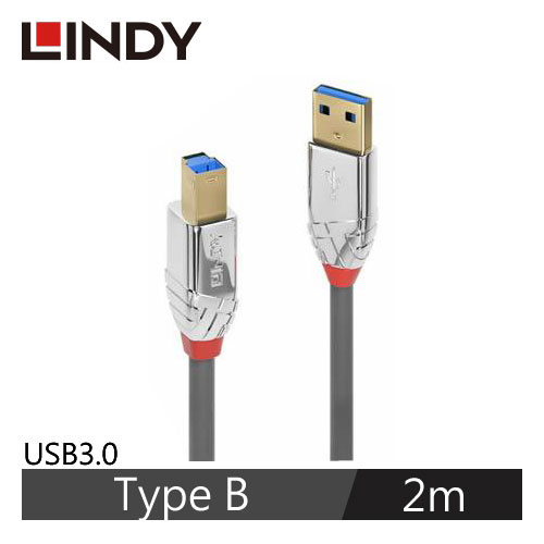 LINDY林帝 CROMO USB3.0 TYPE-A公 TO TYPE-B公 傳輸線 2M