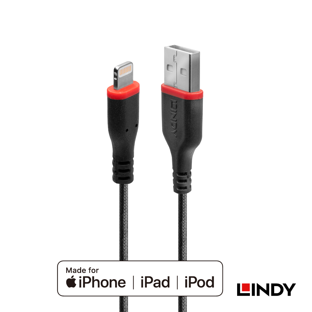 LINDY林帝 強韌系列APPLE認證LIGHTNING (8PIN)轉USB傳輸線 1M