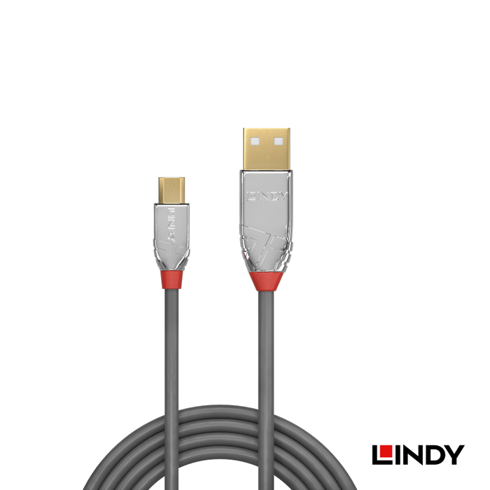 LINDY林帝 CROMO USB2.0 TYPE-A公 TO MICRO-B公 傳輸線 2M