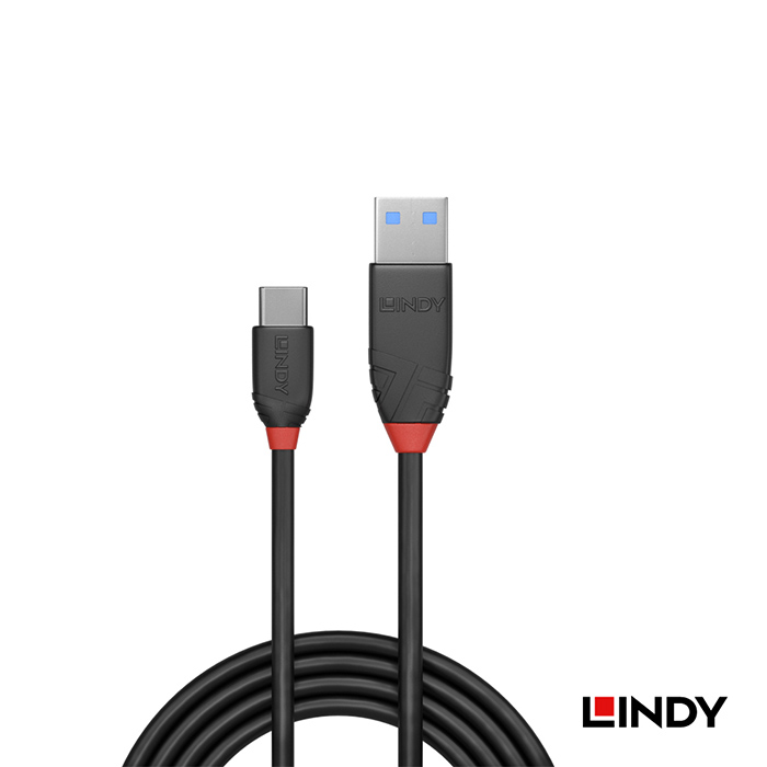 LINDY林帝 BLACK USB 3.2 GEN 2 TYPE-C公 TO A公傳輸線 0.5M