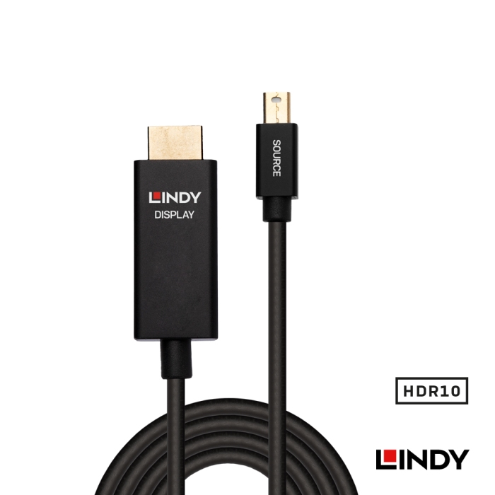 LINDY林帝 主動式 MINI DISPLAYPOR公 To HDMI公 HDR轉接線 3M