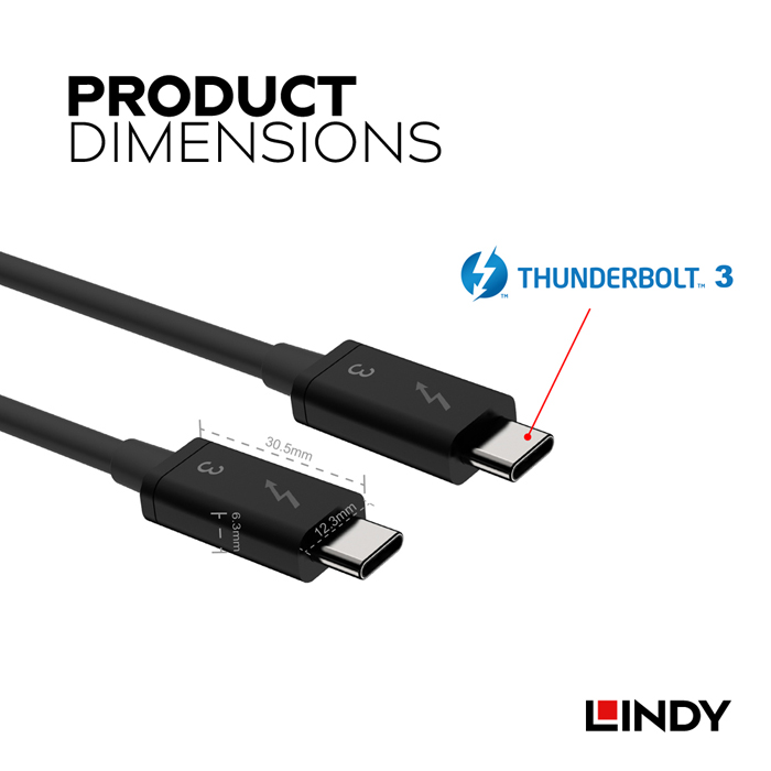 LINDY林帝 被動式 THUNDERBOLT 3 INTEL 原廠認證傳輸線 0.5M