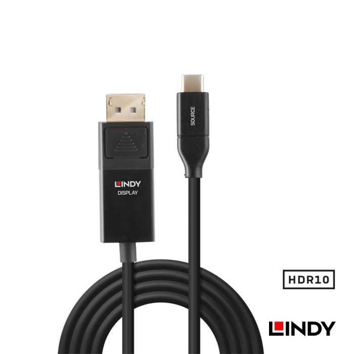 LINDY林帝 主動式USB3.1 TYPE-C To DISPLAYPORT HDR轉接線 2M 