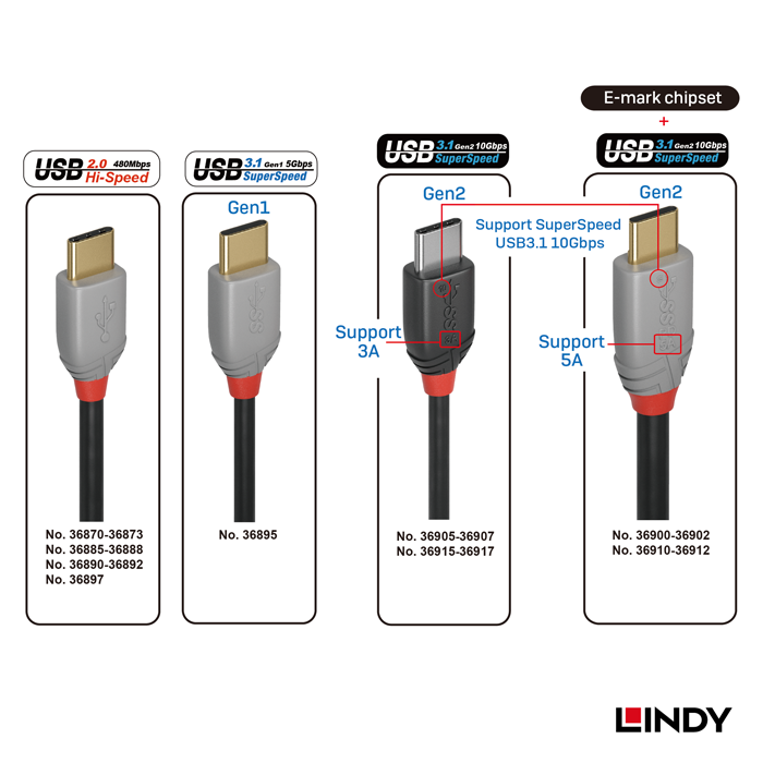 LINDY林帝 ANTHRA USB 2.0 TYPE-C 公TO公 傳輸線 2M