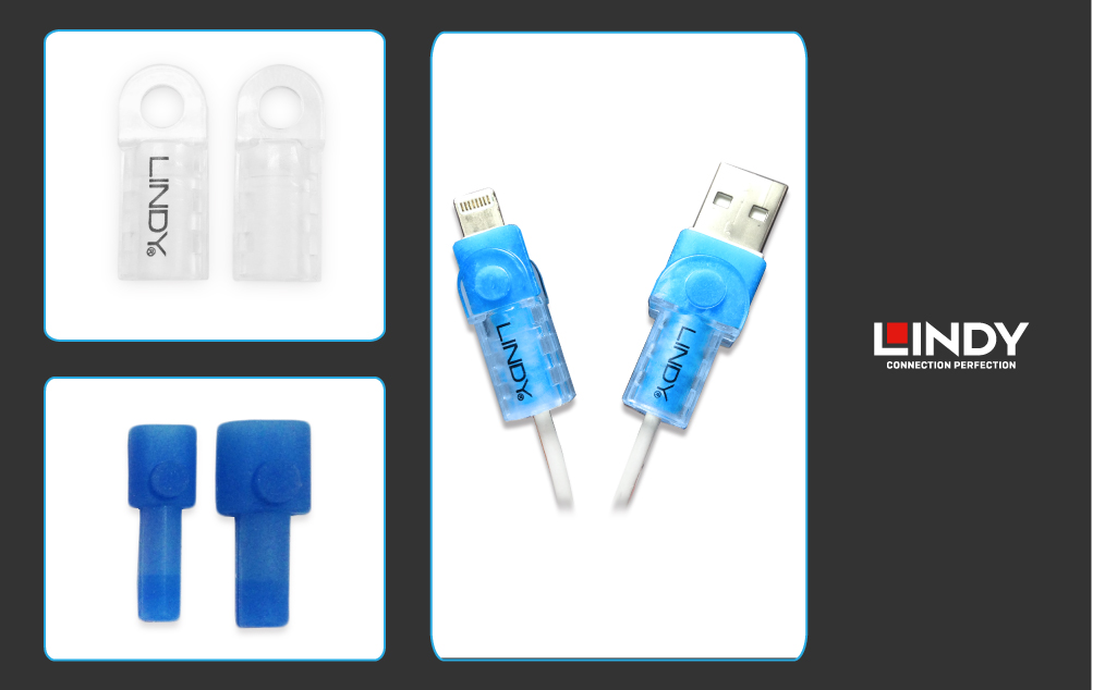 LINDY林帝 APPLE LIGHTNING 原廠傳輸線專用 - 發光愛線套 (炫麗藍)
