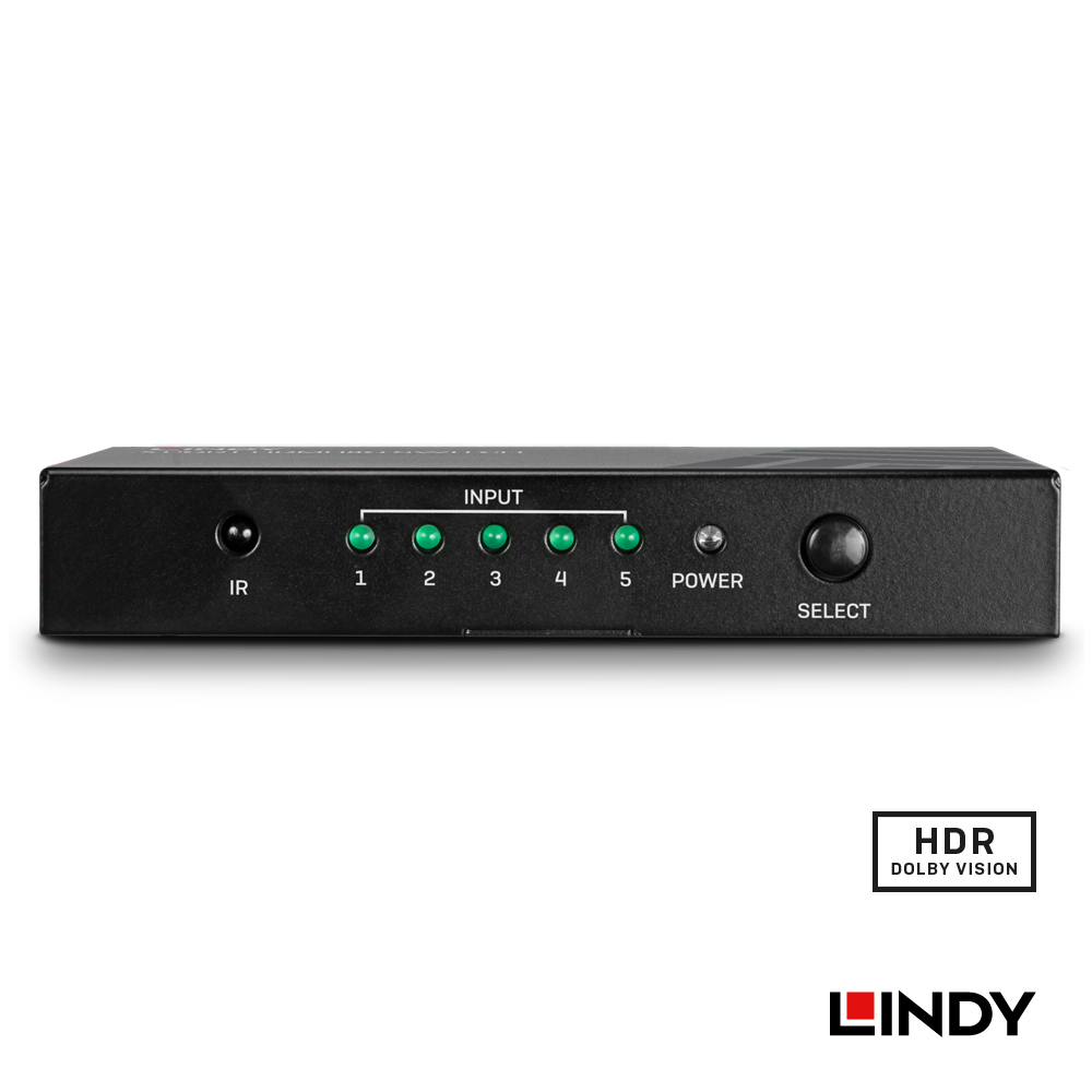 LINDY林帝 HDMI2.0 4K/60HZ 18G 5進1出切換器