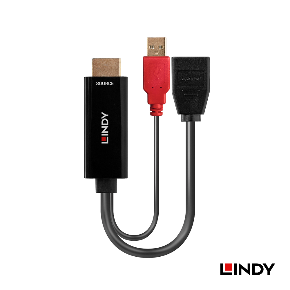 LINDY林帝 HDMI2.0 To DISPLAYPORT1.2 轉接器帶USB電源