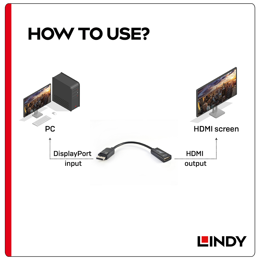 LINDY林帝 DISPLAYPORT公 To HDMI母 4K轉換器
