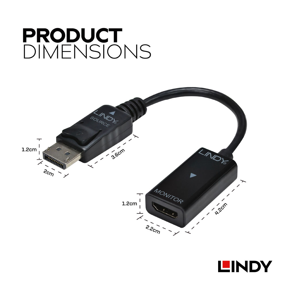 LINDY林帝 主動式 DISPLAYPORT公 To HDMI母 4K轉換器