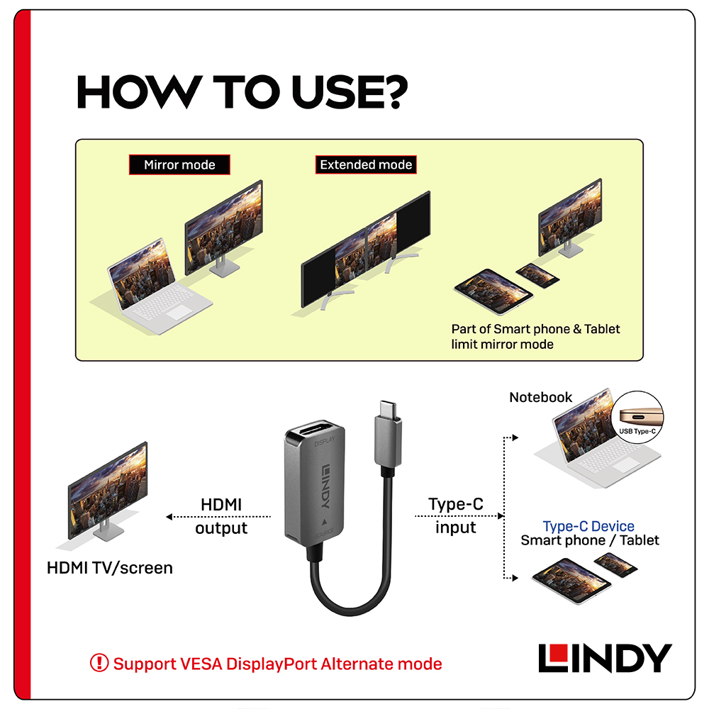 LINDY林帝 主動式 USB3.1 TYPE-C To HDMI2.0 4K/60HZ鋁合金轉接器