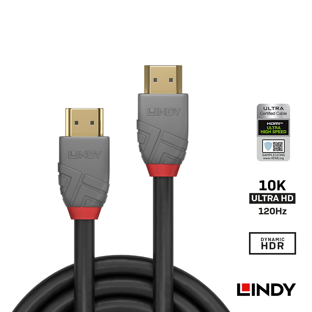 LINDY林帝 ANTHRA系列 HDMI 2.1(TYPE-A) 公 TO 公 傳輸線,2M