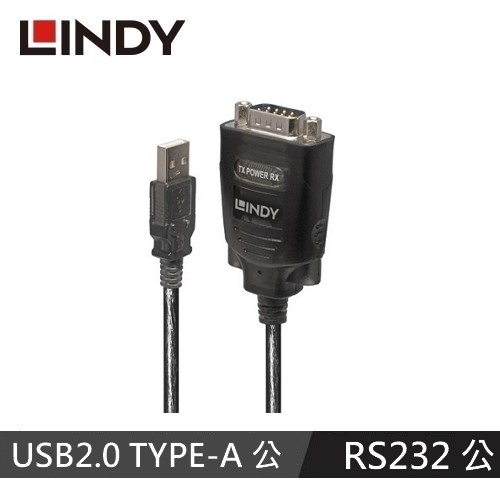 LINDY林帝 USB2.0 TO RS-232訊號轉接線，1.1M