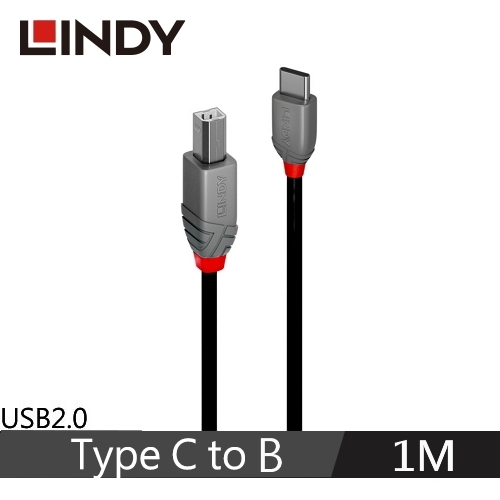 LINDY林帝 ANTHRA USB 2.0 TYPE-C公 TO B公 傳輸線 1M