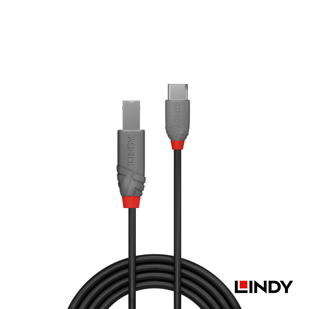 LINDY林帝 ANTHRA USB 2.0 TYPE-C公 TO B公 傳輸線 2M