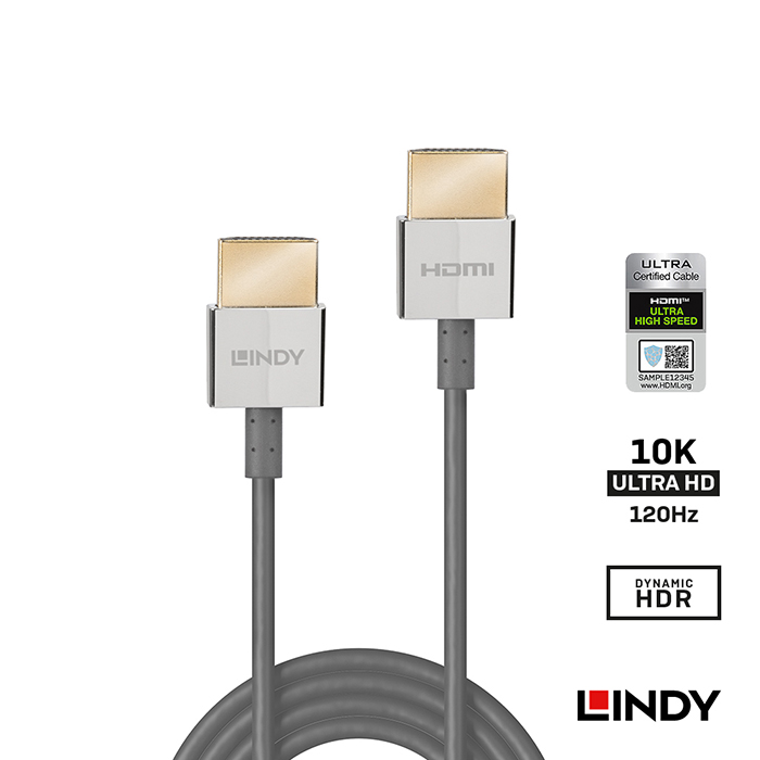 LINDY林帝 CROMO系列 HDMI 2.1 TYPE-A 公 TO 公 極細傳輸線 0.5M