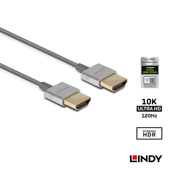 LINDY林帝 CROMO系列 HDMI 2.1 TYPE-A 公 TO 公 極細傳輸線 1M