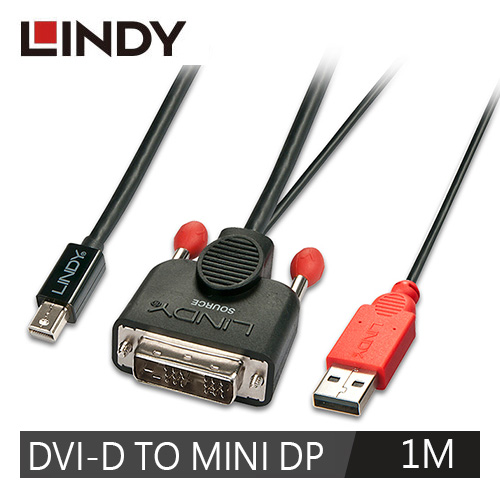 LINDY 林帝 主動式 DVI-D TO MINI DISPLAYPORT 轉接線 1M
