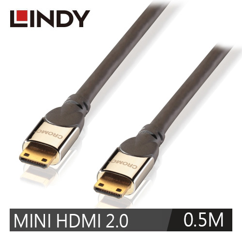 LINDY林帝 鉻系列 MINI HDMI 2.0 C公 TO C公 連接線 0.5M