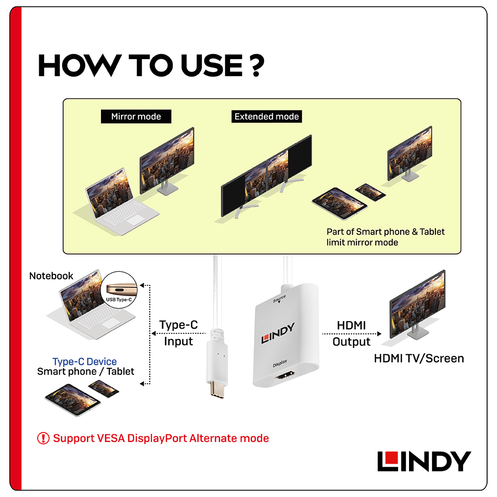 LINDY林帝 主動式 USB3.1 TYPE-C To HDMI2.0 4K/60HZ轉接器