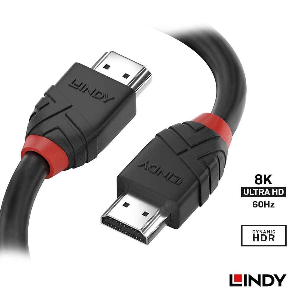 LINDY林帝 BLACK LINE 8K HDMI(TYPE-A) 公 TO 公傳輸線, 7.5M