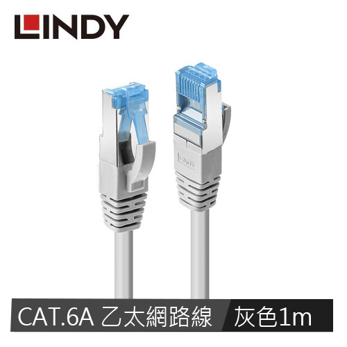 LINDY林帝 CAT.6A 乙太低煙無鹵網路線 S/FTP, 灰色, 1m