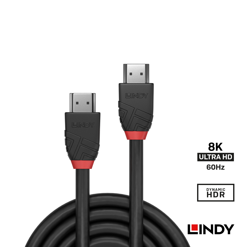 LINDY林帝 BLACK LINE 8K HDMI(TYPE-A) 公 TO 公傳輸線, 3M