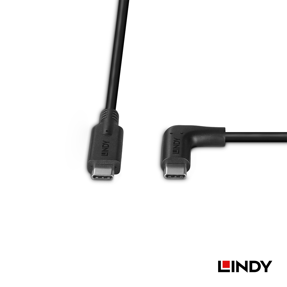 LINDY林帝 USB3.2 GEN2 TYPE-C 公 TO 公 傳輸線, L型, 1m
