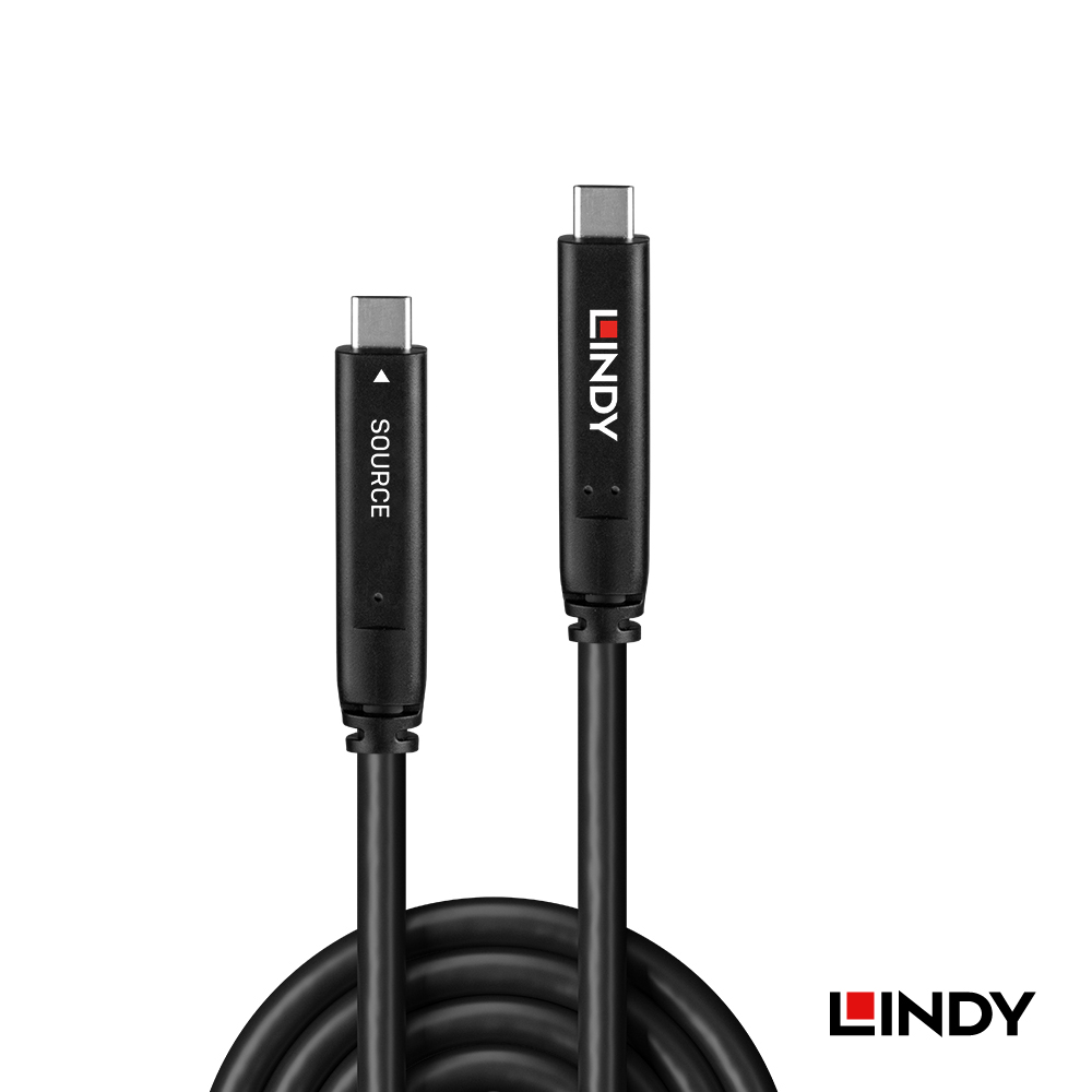 LINDY林帝 主動式USB3.2 GEN2 TYPE-C 公 TO 公 光電混合線, 10M
