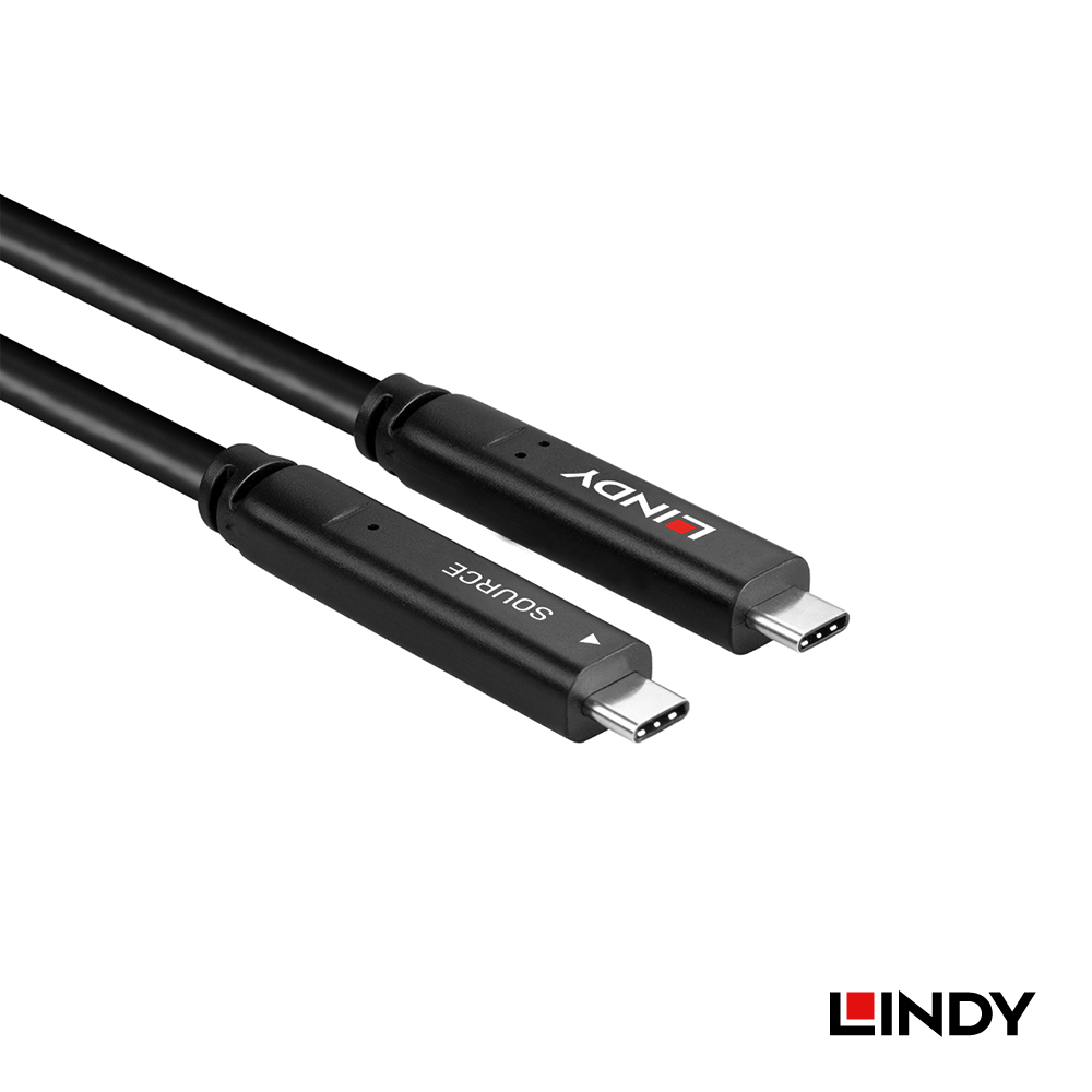 LINDY林帝 主動式USB3.2 GEN2 TYPE-C 公 TO 公 光電混合線, 15M
