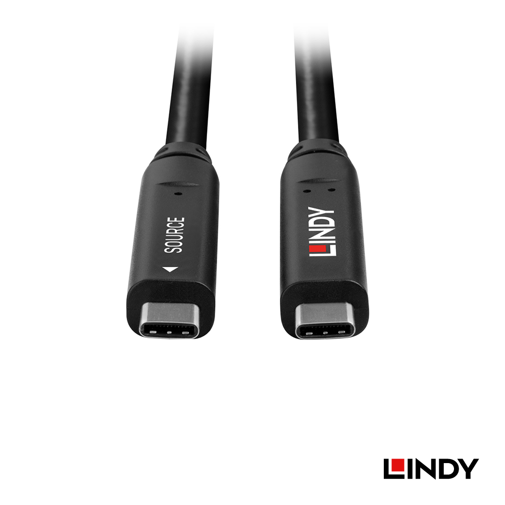 LINDY林帝 主動式USB3.2 GEN2 TYPE-C 公 TO 公 光電混合線, 15M