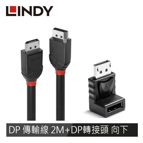 DISPLAYPORT 1.2版 公 TO 公 傳輸線 2M+ DISPLAYPORT1.2版 母 轉接頭 向下角度