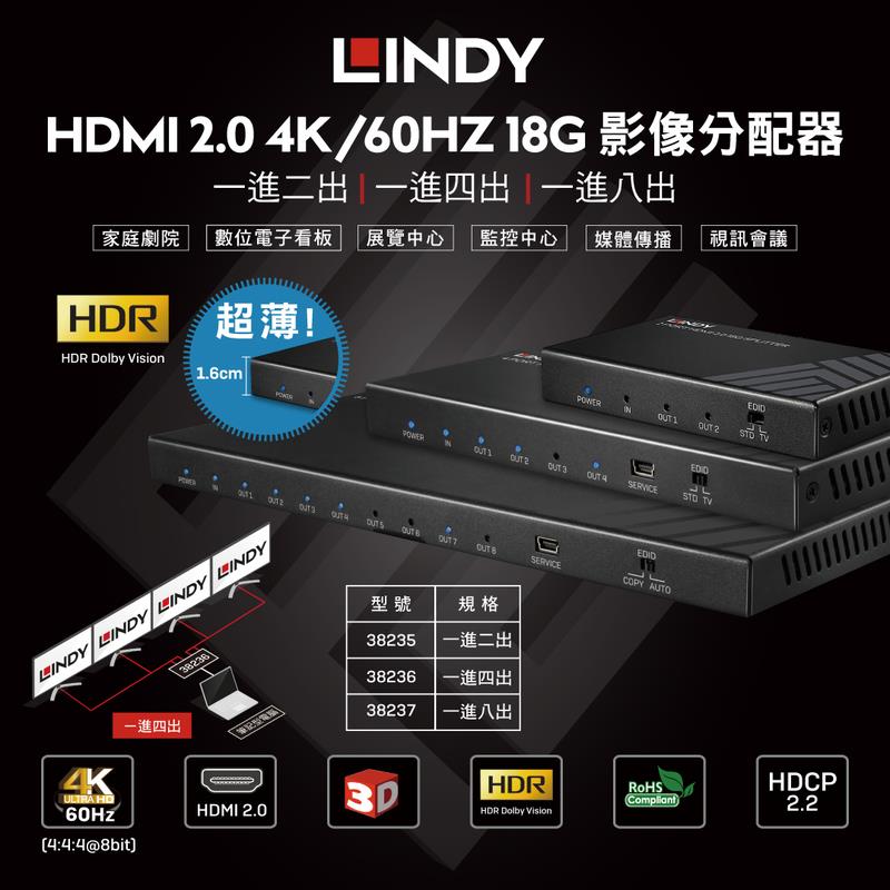 HDMI2.0 4K/60HZ影像分配器